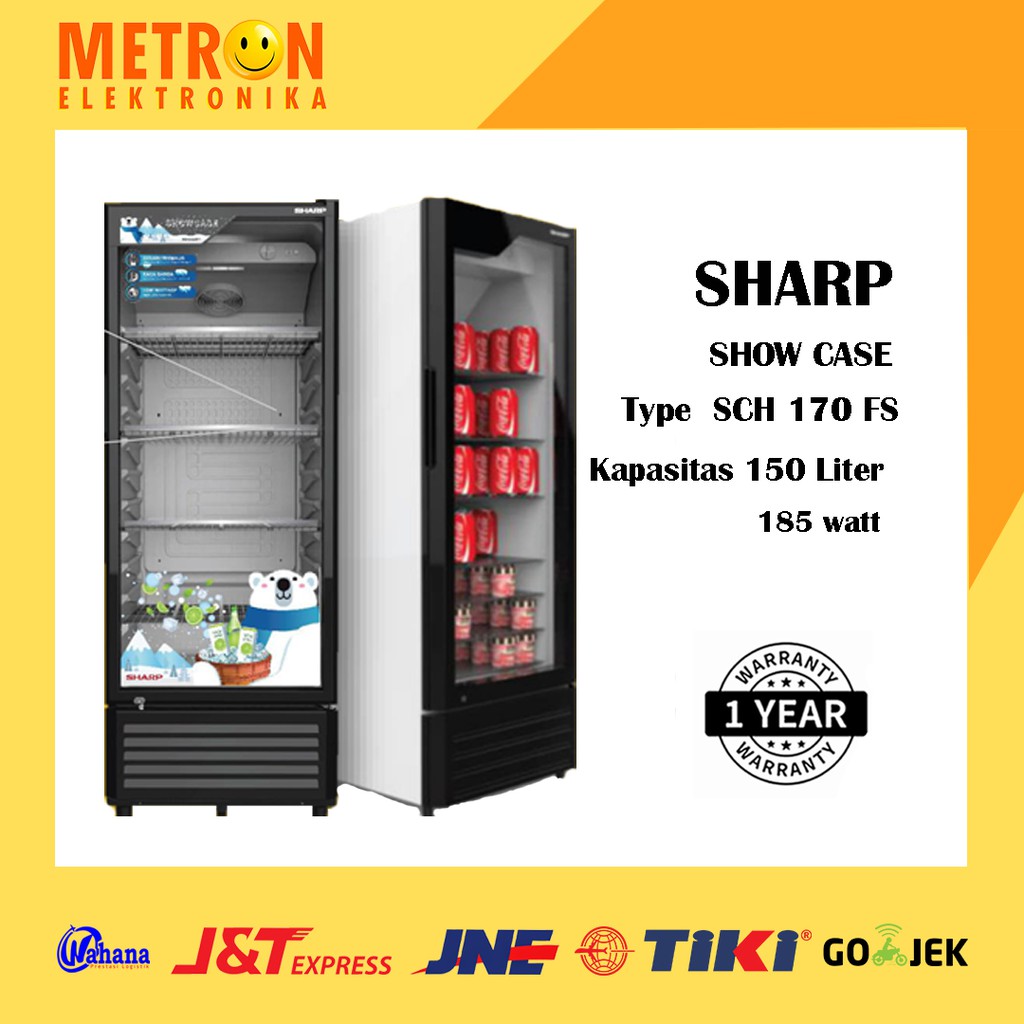 SHARP SCH 170 FS / SHOW CASE 150 LITER / DOUBLE GLASS DOOR / SCH170FS