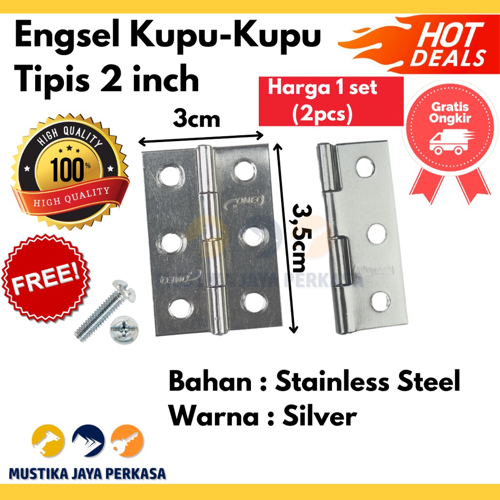 Engsel Kupu Kupu Tipis Engsel Tipis Besi 1.5 inch 2 inch - Gomeo MDN