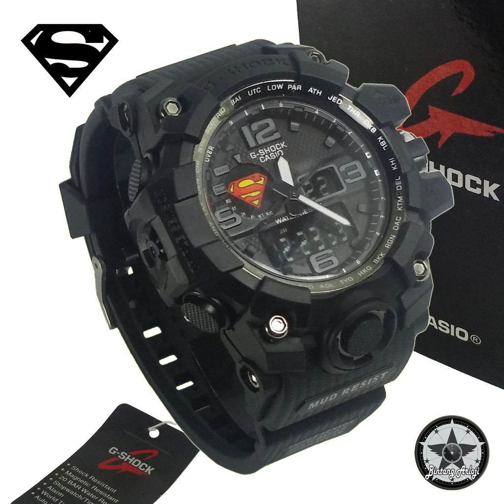 { EXCLUSIVE } JAM TANGAN SUPERMAN DUAL TIME (FULLBLACK)