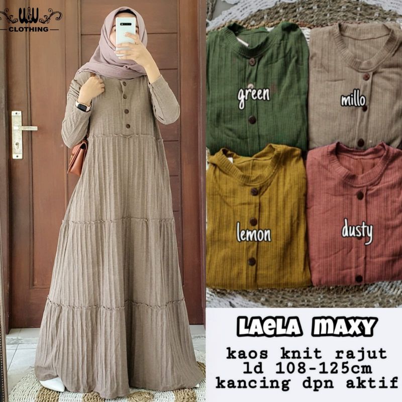 GAMIS DRESS HARIAN FALIA MAXY GAMIS WANITA BAHAN KAOS KNIT RAJUT IMPORT LD110-125cm FIT TO XL-Laela milo
