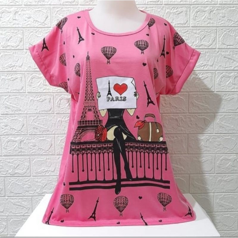 KAOS JUMBO GIRLS I LOVE PARIS HARGA GROSIR/KAOS WANITA DENGAN HARGA MURAH MERIAH