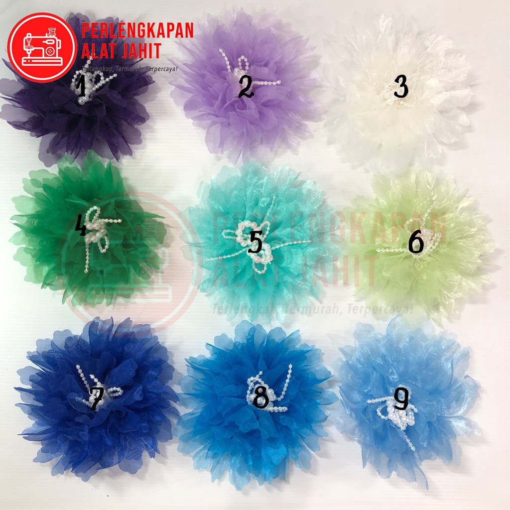 Bunga Organdi Mote, Aplikasi bunga, Aplikasi Baju, Aplikasi DIY, Aplikasi tempel, Bunga tempel