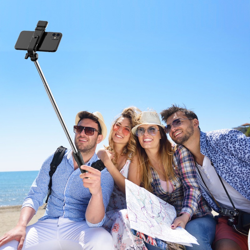 Bluetooth Selfie Stick Portabel/ Tongsis/ Tripod  Remote Control LED Lampu R1s