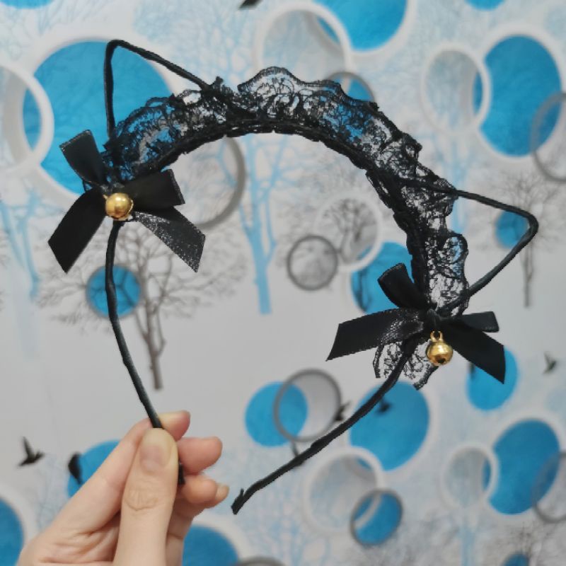 NEKOMIMI / BANDO KUCING LONCENG RENDA HITAM / BANDO KUPING KUCING CAT