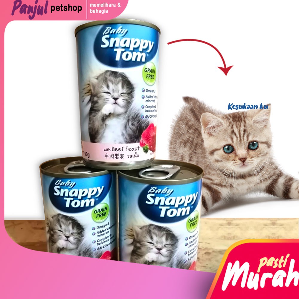 BABY SNAPPY TOM CAT WET FOOD 150Gr  Makanan Basah Anak Kucing Kaleng Rasa