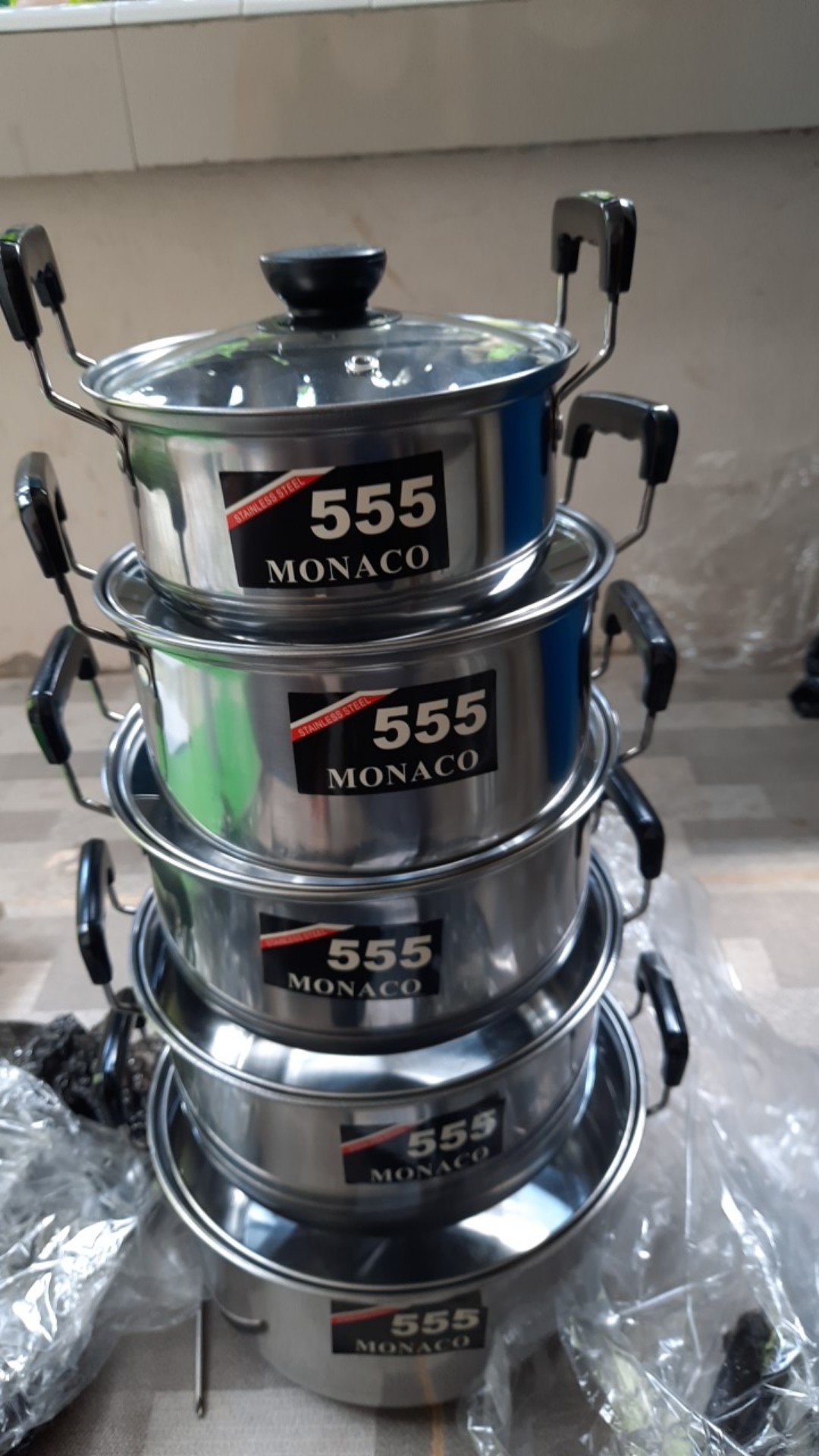 Panci Kuping Set + Tutup Kaca Set Isi 5 Pcs Uk 16,18,20,22,24 Ndo 555 Monaco