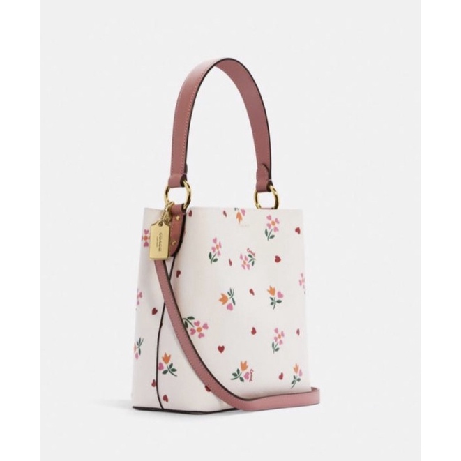 Coach Small Town Bucket Bag With Heart Petal Print (C7976)