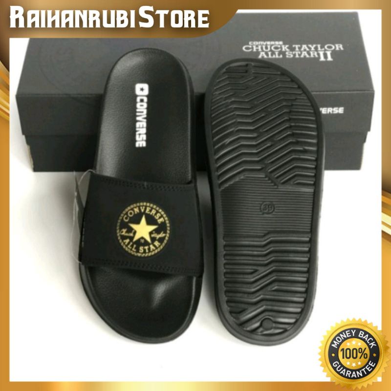 Sandal Slide Converse V2 Black Gold Pria Dan Wanita Premium/ Sandal Slop Converse V2 Black Gold Pria
