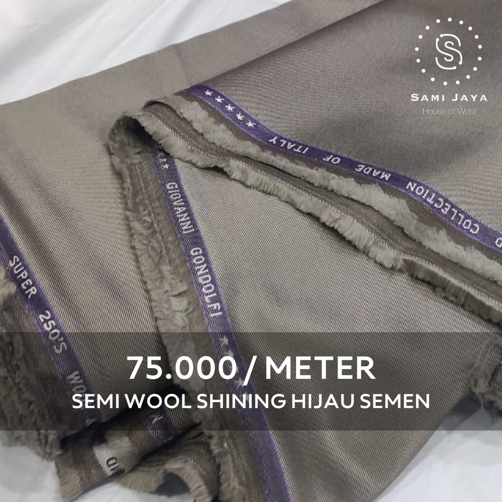 Kain Bahan Jas & Celana Wedding Semi Wool Shining warna HIJAU SEMEN
