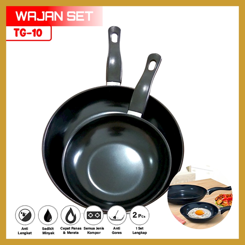 Teflon Set 2pcs 18cm dan 23cm Fry Pan Set Anti Lengket TG-10 GOSHOP88