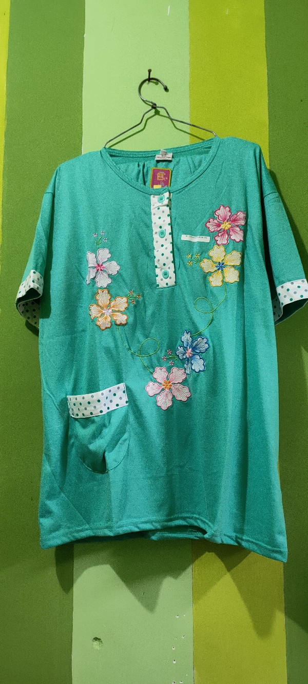 Batik Kencana Ungu Label Pink Setelan Xxl Rc 3/4 Kaos Bordir