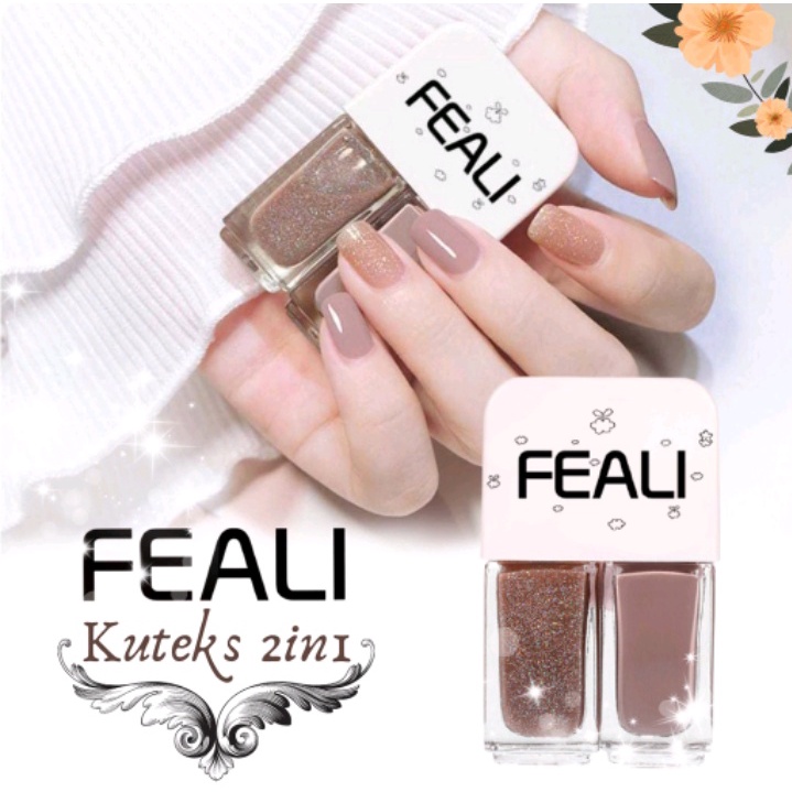 [TERMURAH SEJABAR] FEALI 2IN1 KUTEK HALAL KUTEKS 2 TONE KUTEK KOREA Cat Kuku muslimah Gel Nail polish