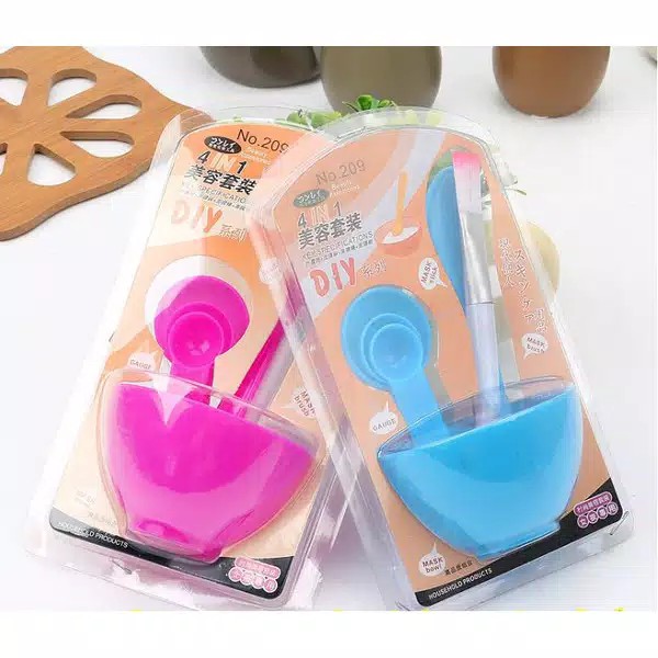 ♫ Megata ♫ A081 Mangkok Masker Set Mask Bowl Mangkok Masker DIY 4 IN 1 Kosmetik Brush Kuas