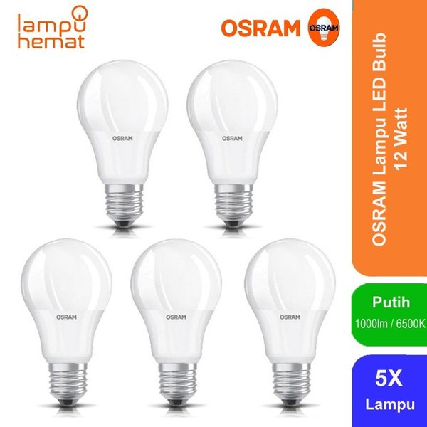 solusi Osram Lampu Bohlam LED 12 Watt Pengganti Bohlam Pijar 90 Watt 5 Pcs - Putih Limited