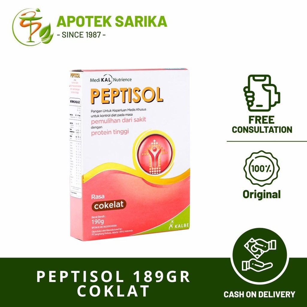 

Peptisol Coklat 189GR - Nutrisi Tinggi Protein Pemulihan Pasca Sakit