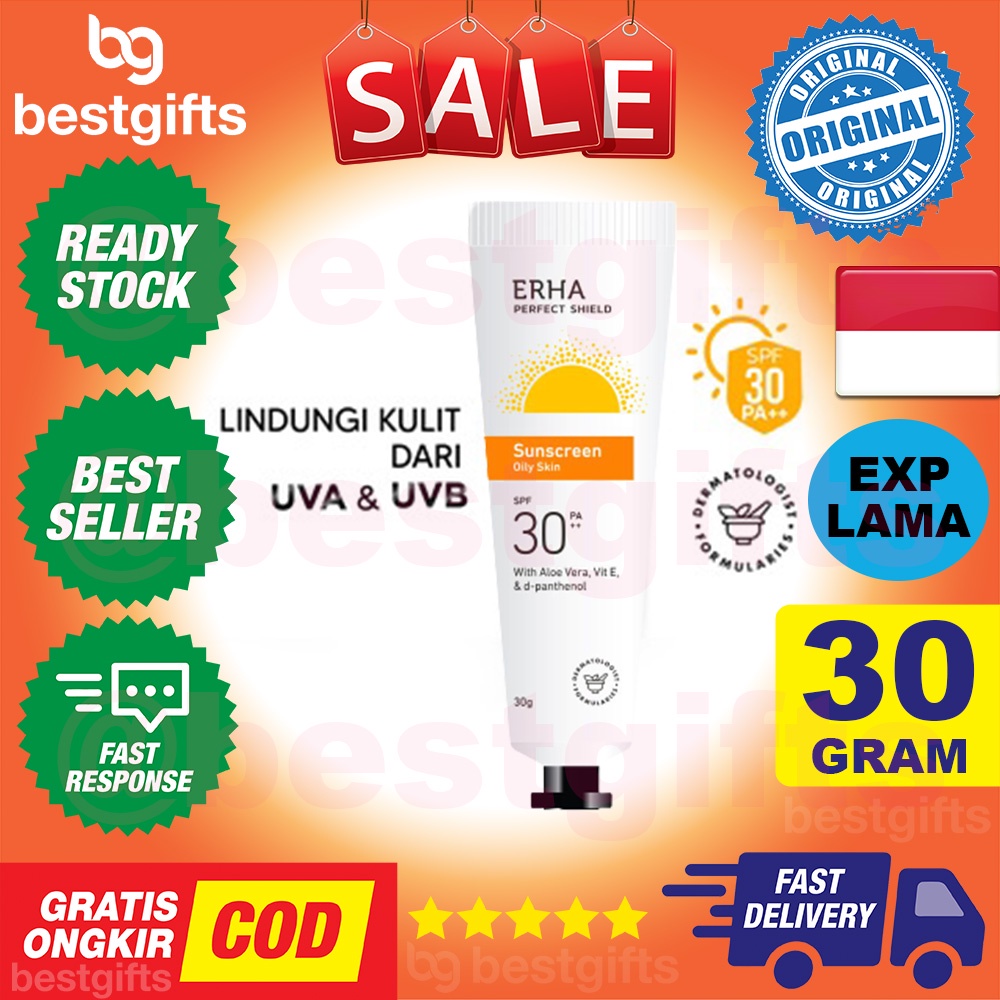 ERHA PERFECT SHIELD SUNSCREEN OILY SKIN SPF 30 PA++ ALOE VERA SUN SCREEN LOTION KULIT BERMINYAK 30 GRAM