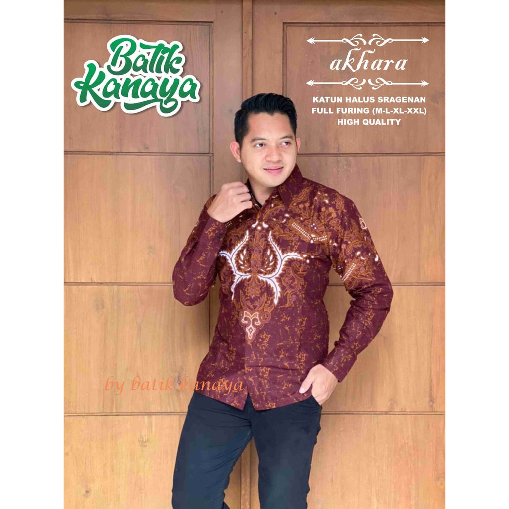 Promo Akhara Kemeja Batik Lengan Panjang Lapis Furing Katun Sragenan Hq Size M-xxl Batik Solo WdMp8XCj9DRAxn
