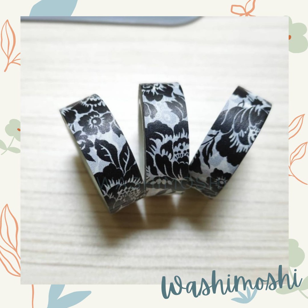 

Washimoshi Masking Washi Tape Black Flower / Washitape bunga hitam