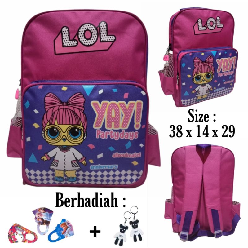 tas ransel anak terbaru - tas sekolah anak - tas anak perempuan LOL bonus Gantungan Tas dan masker