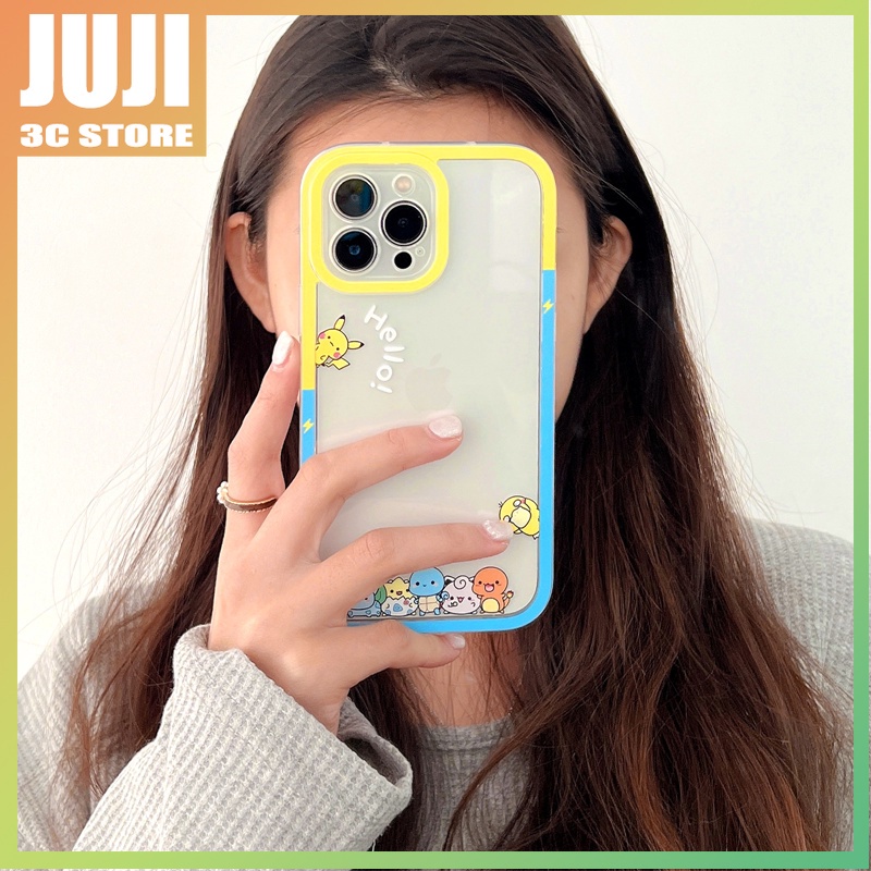 Pok Mon elf Kartun 360 Derajat° Soft case Silikon Transparan Motif Mata Kartun Untuk iphone x xs xr xsmax 11 12 13 pro max