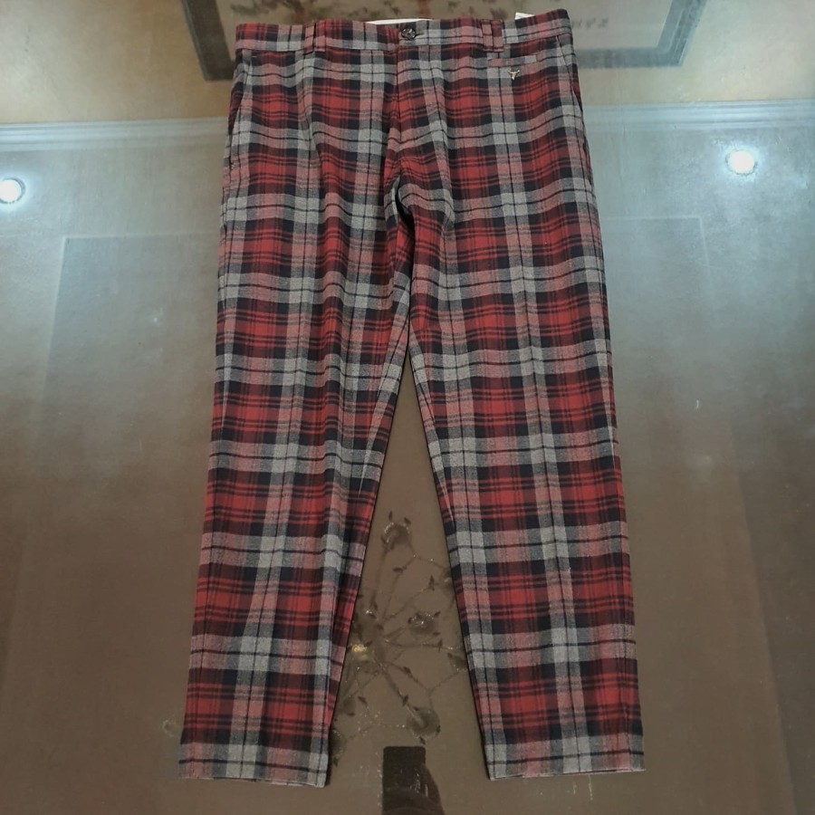 BNWOT - ZARA Man Trousers RED PLAID Tailored Fit Celana Panjang Pria ORIGINAL AUTHENTIC 100%