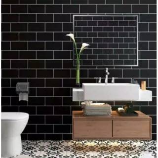  Wallpaper Dinding Motif Bata Hitam  Ukuran panjang 10meter 