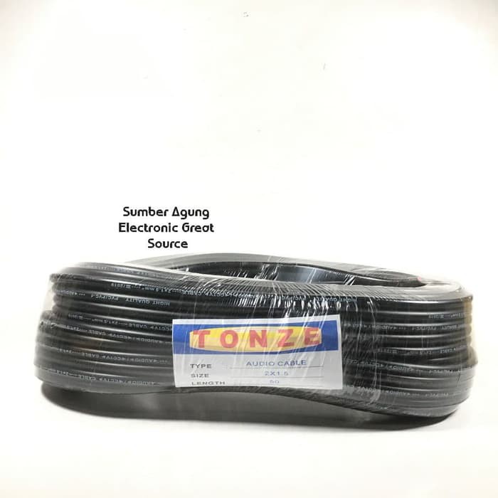 Kabel NYMHYO 2X1.5 40M Hitam TONZE Isi Serabut Luar Warna Hitam Listrik