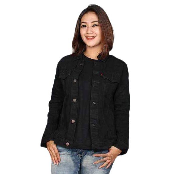 Barang Berkualitas  Jaket Jeans Wanita LEVIS HITAM Jaket Levis Jaket Denim Kerah Jaket Wanita Jaket