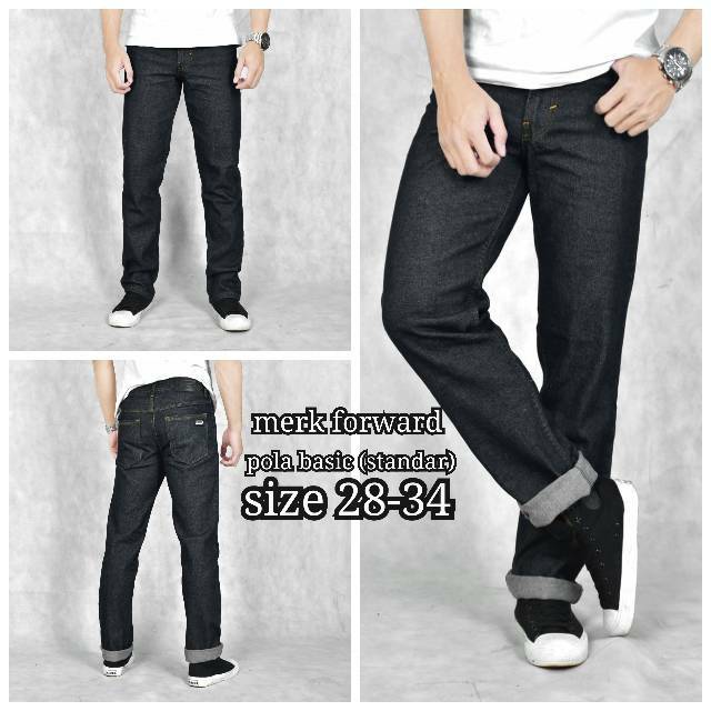 Celana jeans pria basic pola reguler original forward