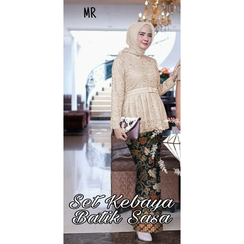 SET KEBAYA SASA / SHERINA BATIK, BRUKAT FURING, GAMIS HIJAB MUSLIM, MAXY DRESS