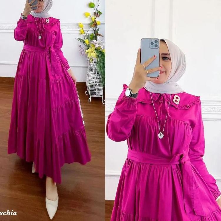 CYM.10Jn22ᴴ– Dress Maxi Amora Dress Matt Katun Rayon Dress Muslim Baju WanitaGamis Kondangan Dress P