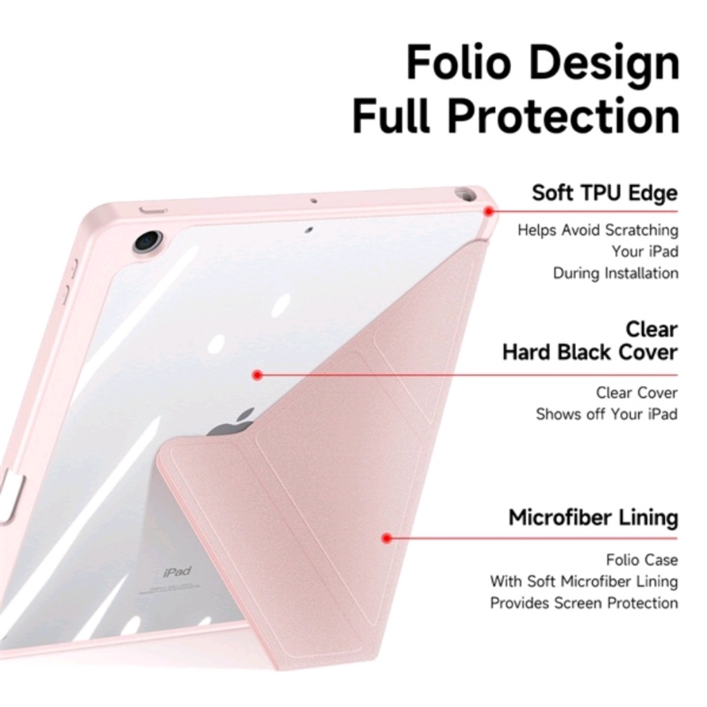 DUX DUCIS MAGI Series Flip Cover Untuk Ipad 7 8 9 10.2  AIR 4 5 PRO 11 12.9 Case Casing Clear