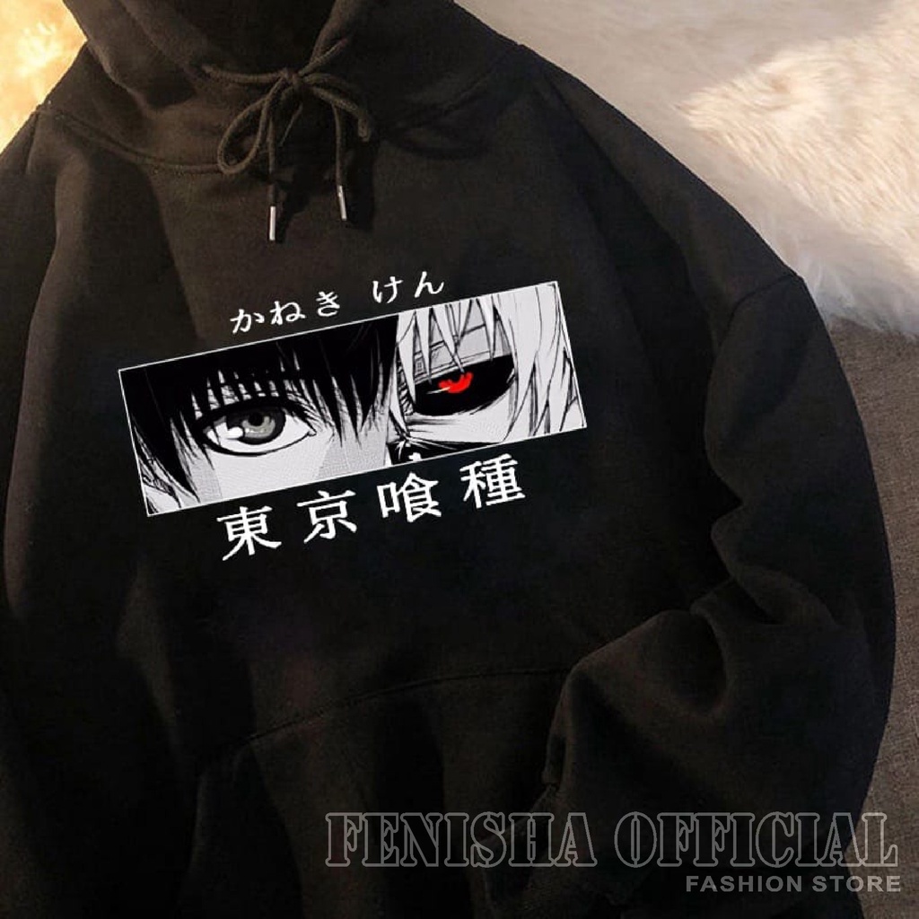 FenishaStore Sweater Hoodie Wanita Anime Tokyo Ghoul Kaneki Ken Eyes