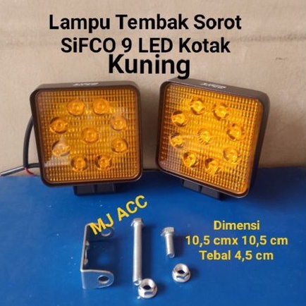 Lampu Tembak Sorot SIFCO 9 LED Kotak Kuning