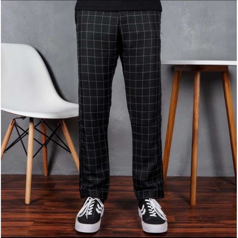 CELANA CHINO TARTAN PRIA ANKLE PANTS MOTIF KOTAK2 WANITA PANJANG COWOK SALUR MODEL SLIMFIT