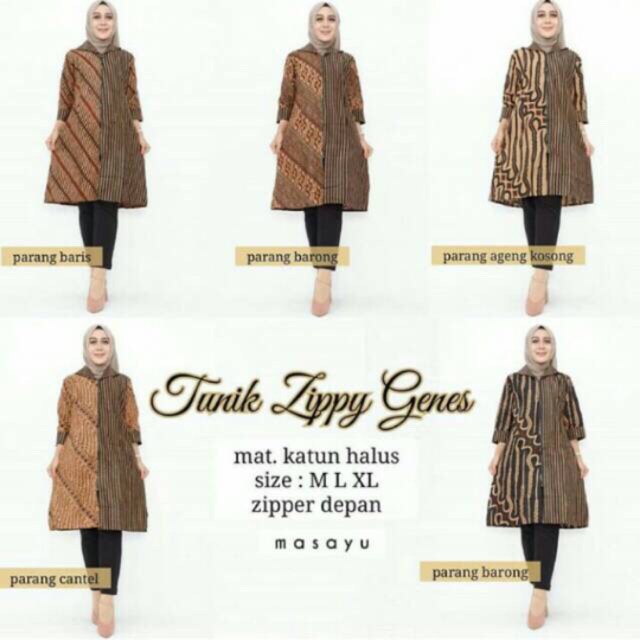 Tunik Wanita Ziggy Genes Batik Kombinasi Seling Liris Lurik Cantik