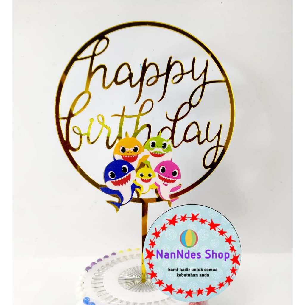 

Cake Topper Happy Birthday Besar Baby Shark / Hiasan kue Karakter You Tube Pink Fong