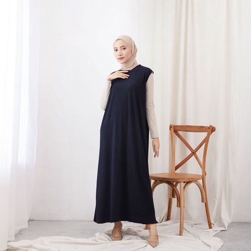 Inner Scuba Dress Wanita Tanpa Lengan