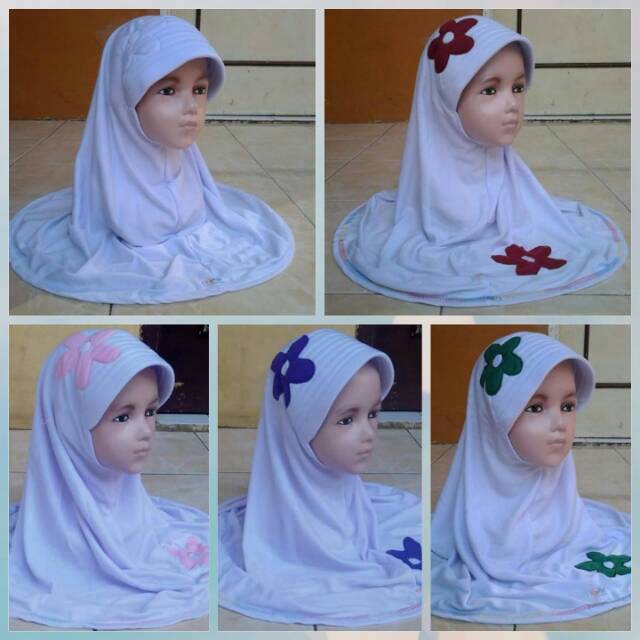 Jilbab sekolah warna putih ,jilbab anak PAUD, TK dan SD