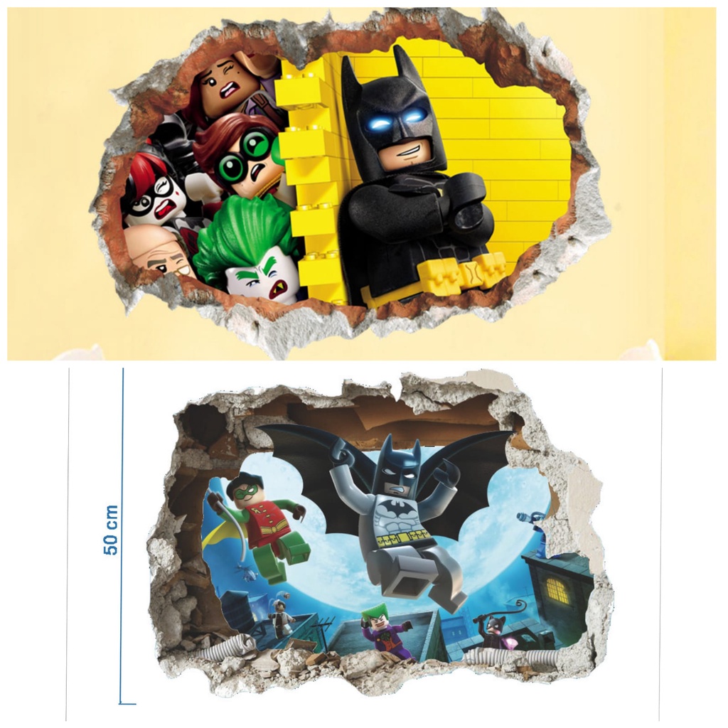 STICKER KARAKTER KARTUN BATMAN LEGO DEKORASI DINDING TEMBOK KAMAR TIDUR RUANG BERMAIN ANAK COWOK CAFE STIKER SETIKER WALL STIKER