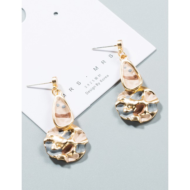 LRC Anting Tusuk Fashion Gold Drop Glazed Ear Studs F89465