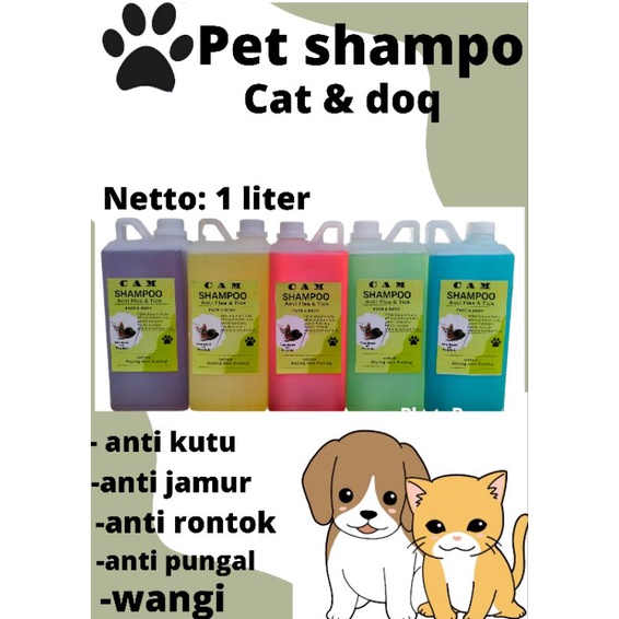 shampoo kucing &amp; anjing Anti kutu/anti jamur/pelembut bulu/netto: 1 liter