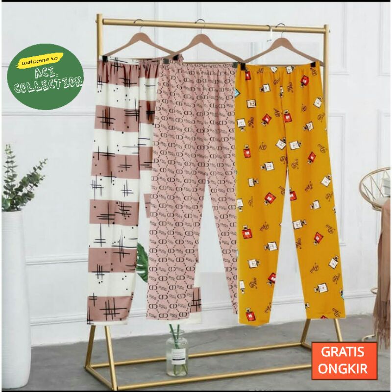 CELANA TIDUR PANJANG MOTIF (Random)  All Size / Sleeping Pants Babyterry / Celana santai rumahan