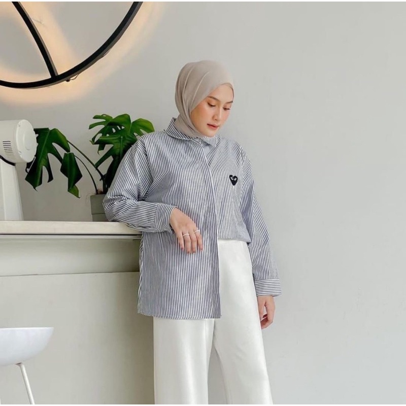 KEMEJA CDG LOVE PLAY GARIS SALUR STRIPEE