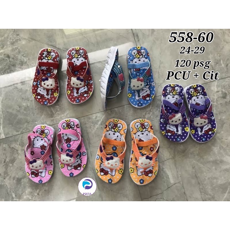 Sandal Let Cit Anak Cewek Hello Kitty Import Mokaya 558-215 dan Poita 558-60