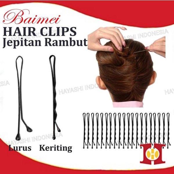 Jepitan Jepit Rambut Lidi Klip Hitam Sanggul Bobby Pin Hair Clip Grip - 50pcs