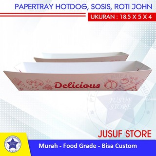 Papertray hotdog, sosis, roti john, cetak universal uk 18.5x5x4cm