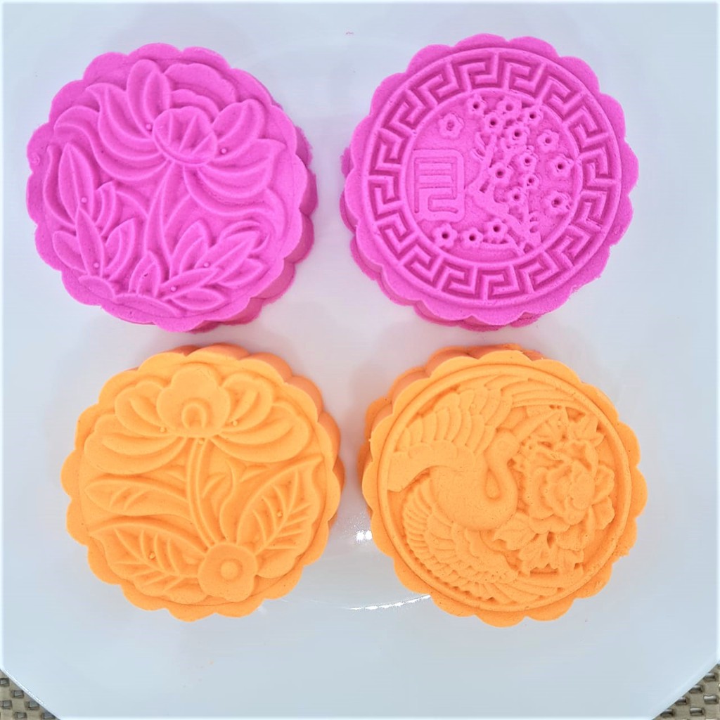 (4pc) cetakan kue bulan (125gr) mooncake press mold PREMIUM-FLOWER BANGAU