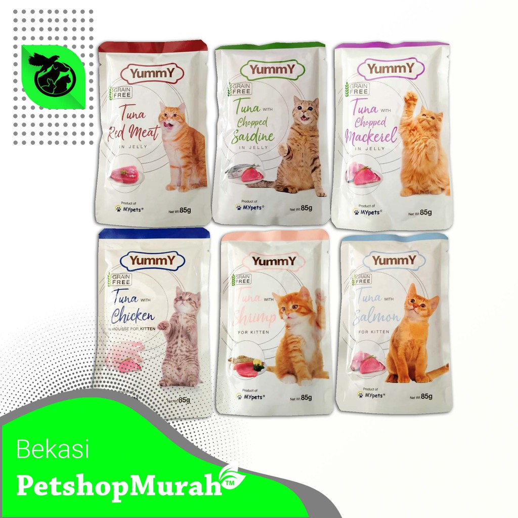 Makanan Kucing Yummy Pouch Basah 85 Gram Wet Cat Food All Var Sachet 85gr