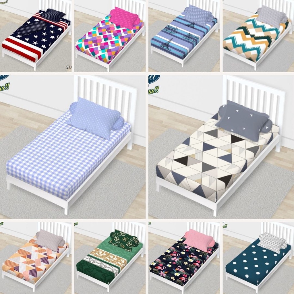 California Sprei 90x200 100x200 80x200 Seprei Single Bed Motif Minimalis & Bunga Terlaris